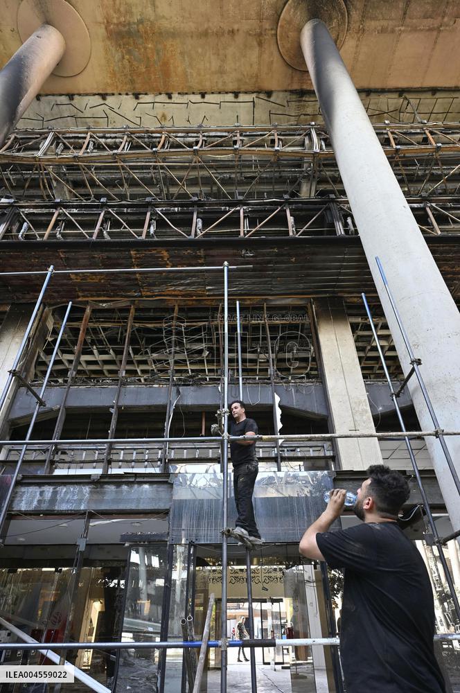 Destroyed Iranian state television headquarters