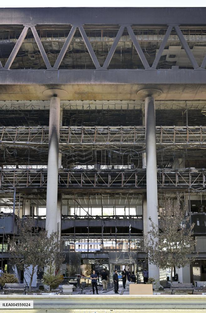 Destroyed Iranian state television headquarters