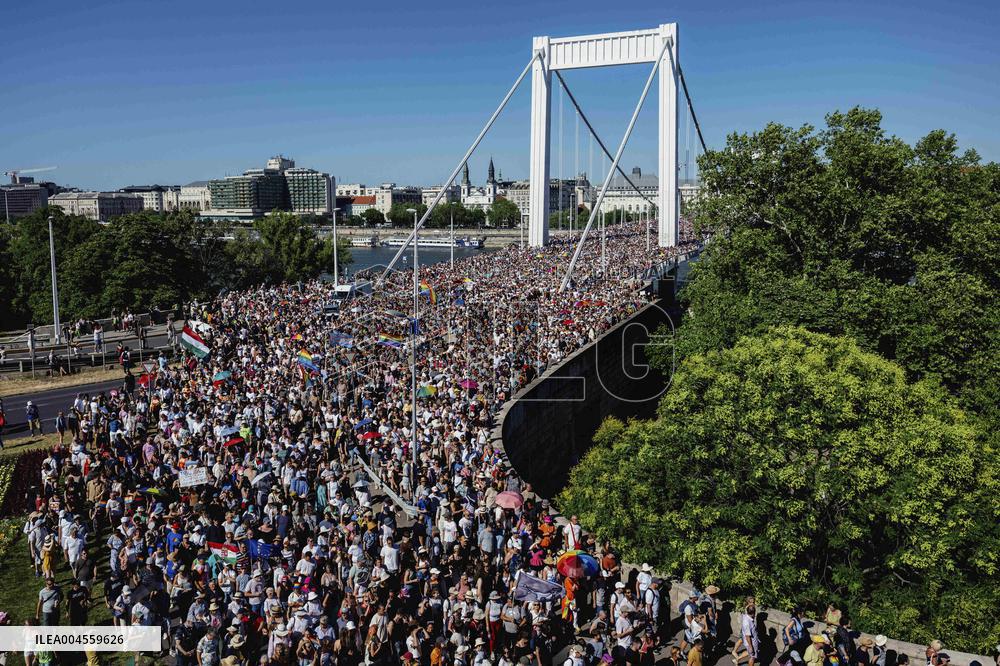 Hundreds of Thousands Take Part in The Banned Pride March - Budapest