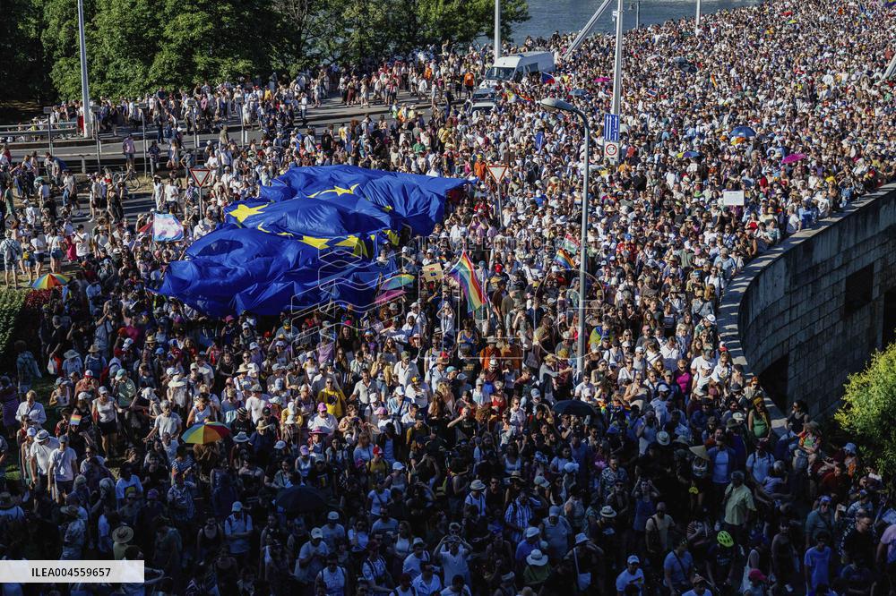 Hundreds of Thousands Take Part in The Banned Pride March - Budapest