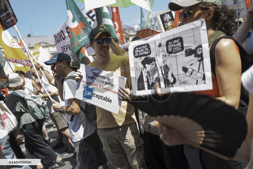 French Public Broadcasting On Strike - Paris