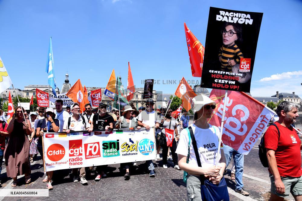 French Public Broadcasting On Strike - Paris