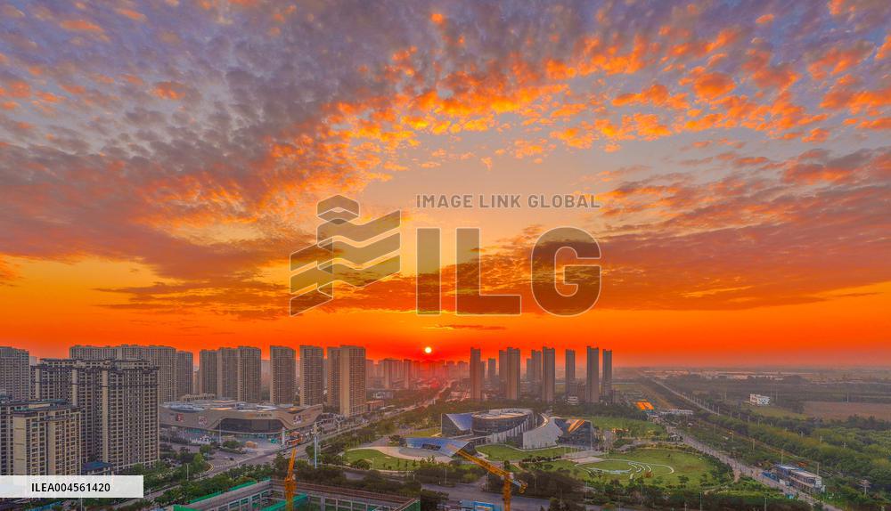 Buildings Under Morning Glow in Suqian