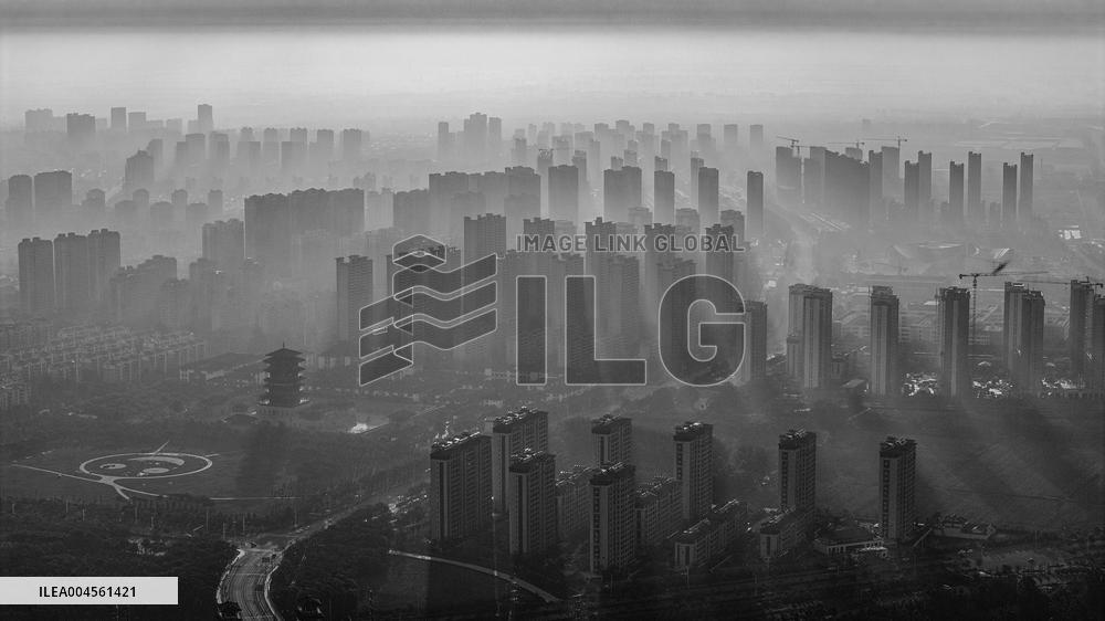Buildings Under Morning Glow in Suqian