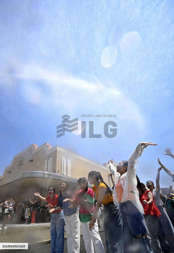 Water splashing at USJ to counter summer heat