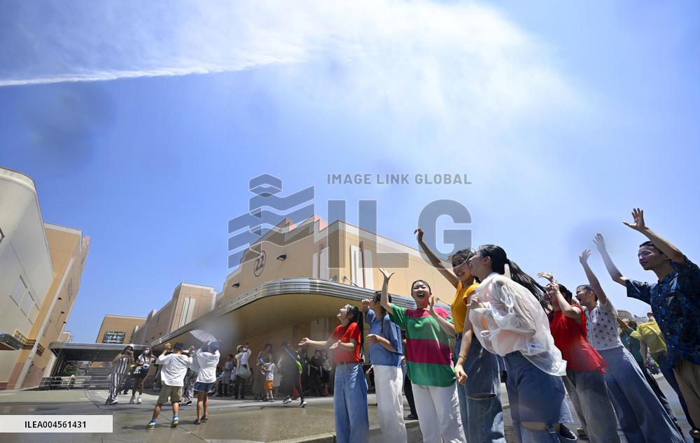 Water splashing at USJ to counter summer heat