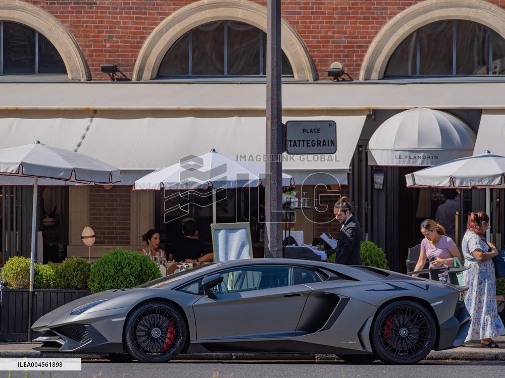 Luxury Car Parked Outside Café Terrace - Paris