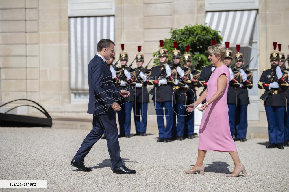 Emmanuel Macron Welcomes Swiss President Karin Keller-Sutter - Paris