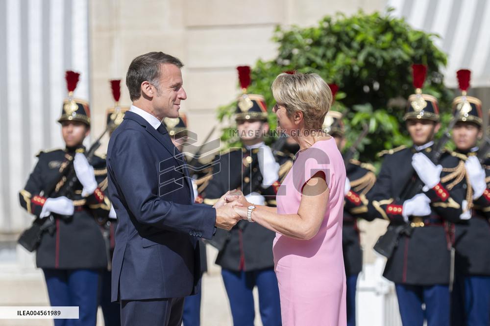 Emmanuel Macron Welcomes Swiss President Karin Keller-Sutter - Paris