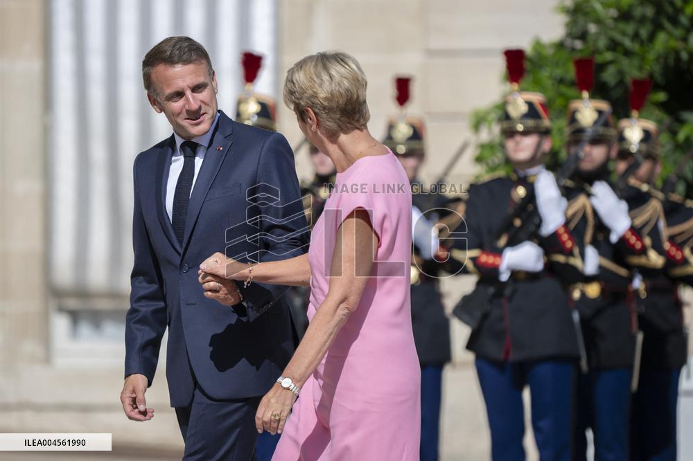 Emmanuel Macron Welcomes Swiss President Karin Keller-Sutter - Paris