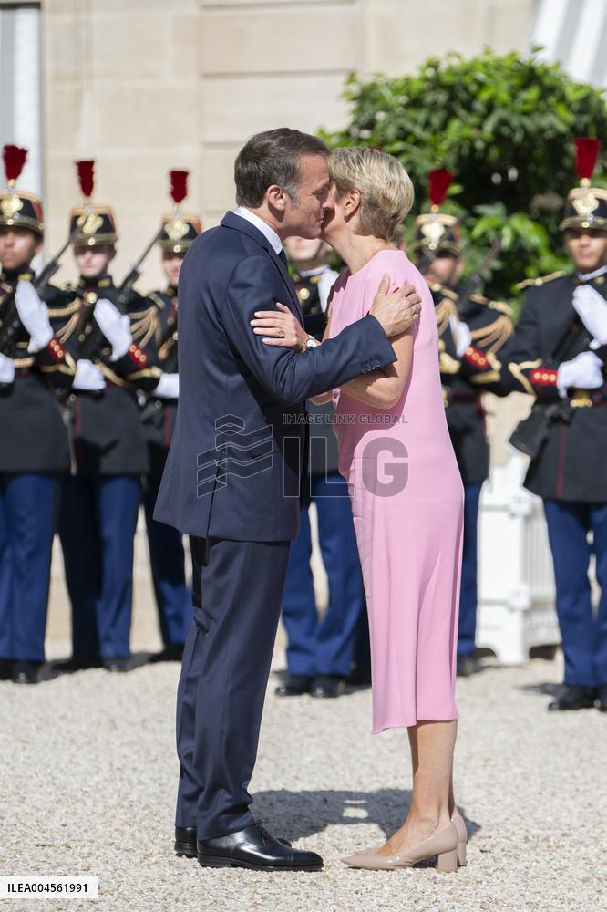 Emmanuel Macron Welcomes Swiss President Karin Keller-Sutter - Paris