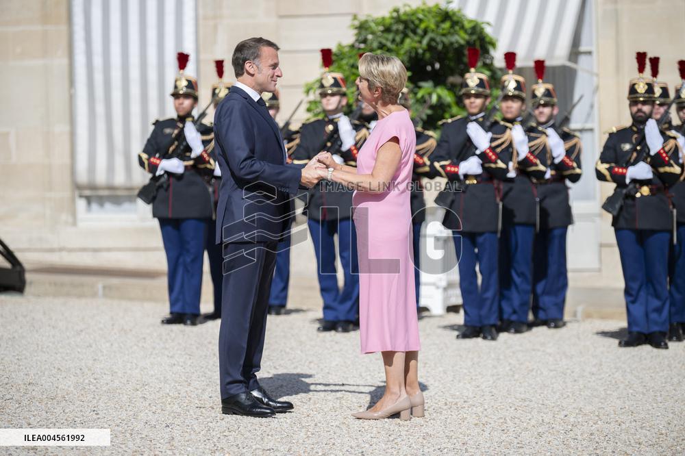 Emmanuel Macron Welcomes Swiss President Karin Keller-Sutter - Paris