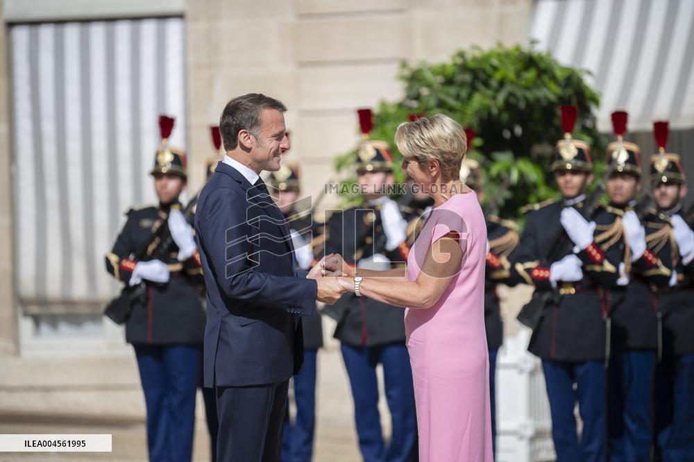Emmanuel Macron Welcomes Swiss President Karin Keller-Sutter - Paris