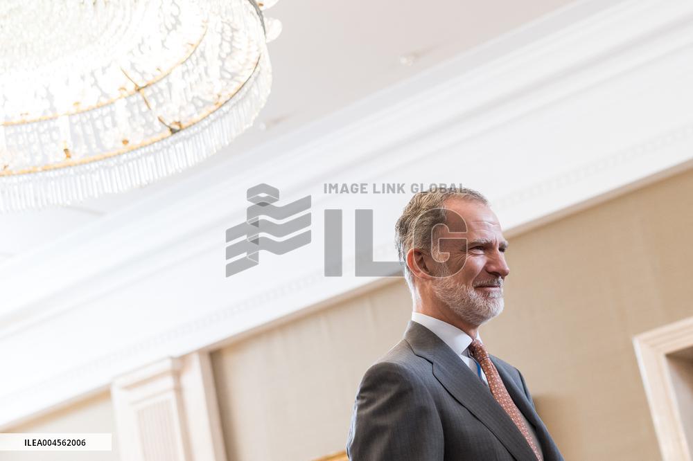 King Felipe Receives The Book Felipe Vi 2014 2024: Profiles Of A Decade - Madrid