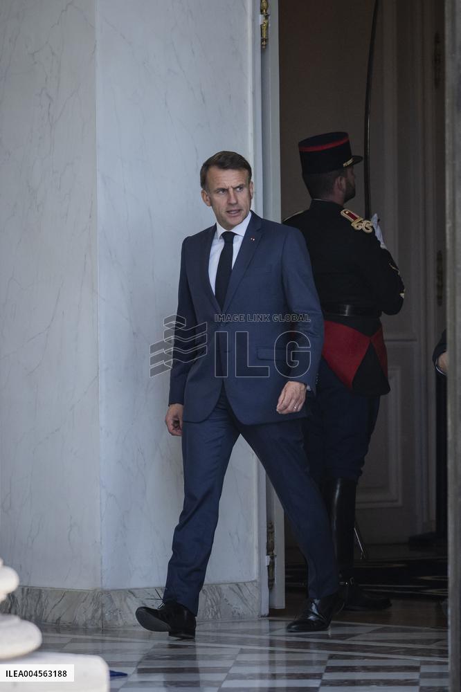 President Macron And His General Secretary Moulin At Elysee Palace - Paris
