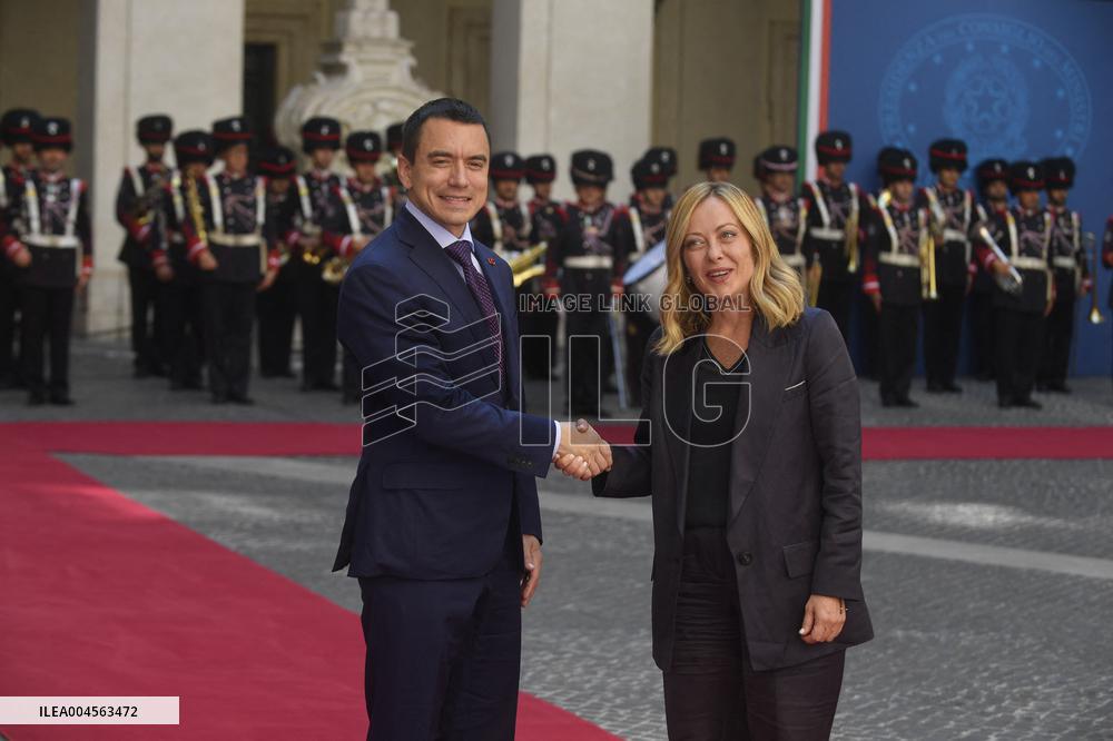 Rome The Prime Minister receives the President of the Republic of Ecuador at Palazzo Chigi