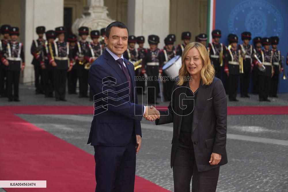 Rome The Prime Minister receives the President of the Republic of Ecuador at Palazzo Chigi