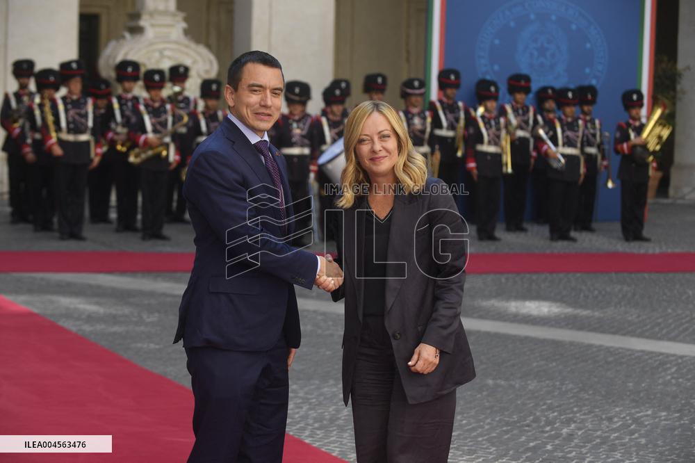 Rome The Prime Minister receives the President of the Republic of Ecuador at Palazzo Chigi