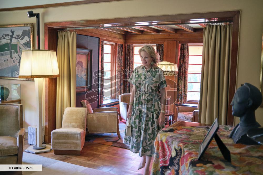Queen Mathilde Visits Museum & Gardens Van Buuren - Belgium