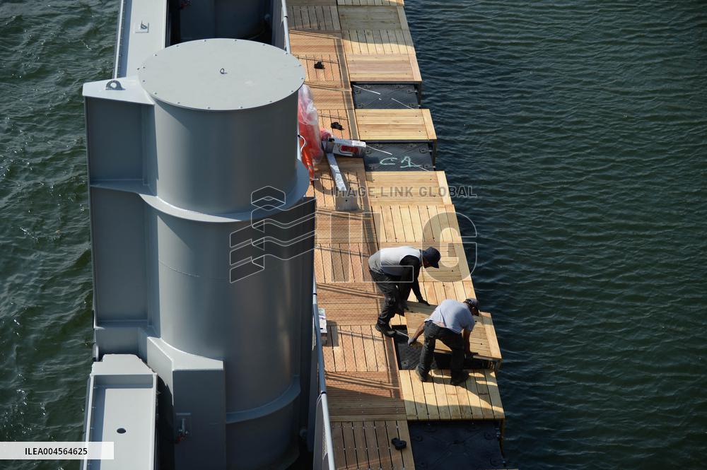 Preparation of The Bercy Site for The Opening of Swimming in The Seine - Paris
