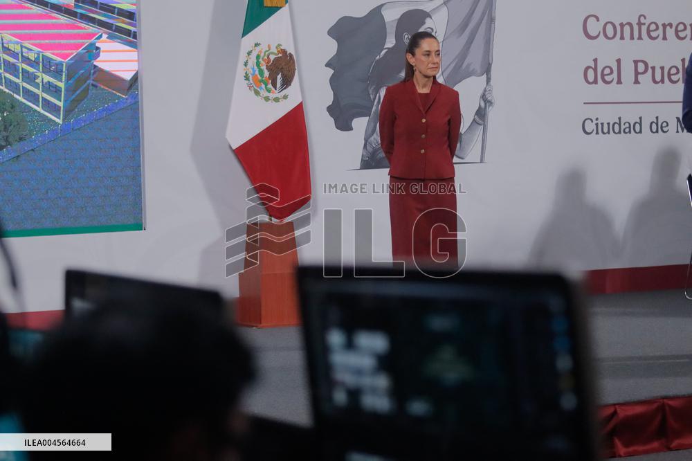 Mexican President Claudia Sheinbaum Holds Briefing Conference - Mexico
