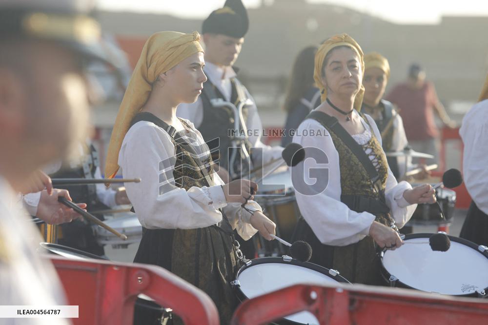Princess Leonor Arriving To Gijon On Board Juan Sebastian Elcano