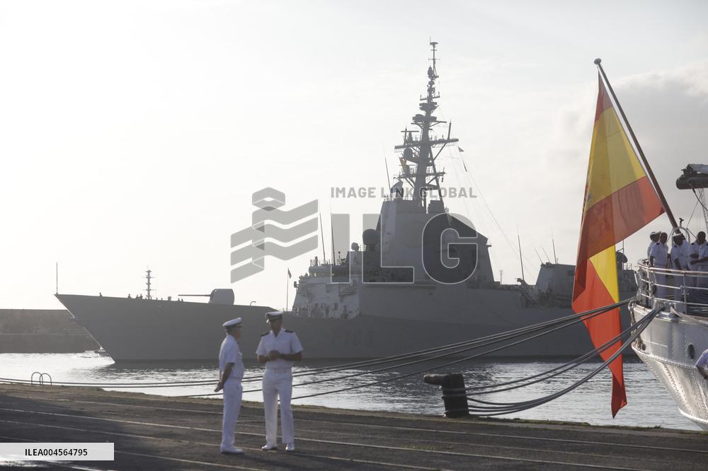 Princess Leonor Arriving To Gijon On Board Juan Sebastian Elcano