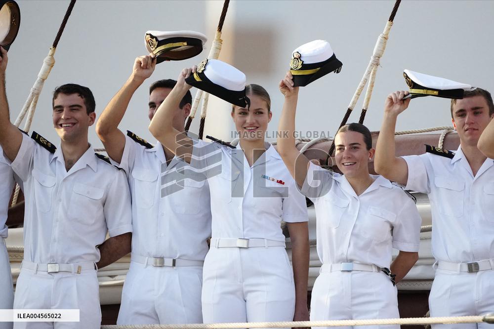 Crown Princess Leonor arrives to Gijon onboard of Juan Sebastian de Elcano
