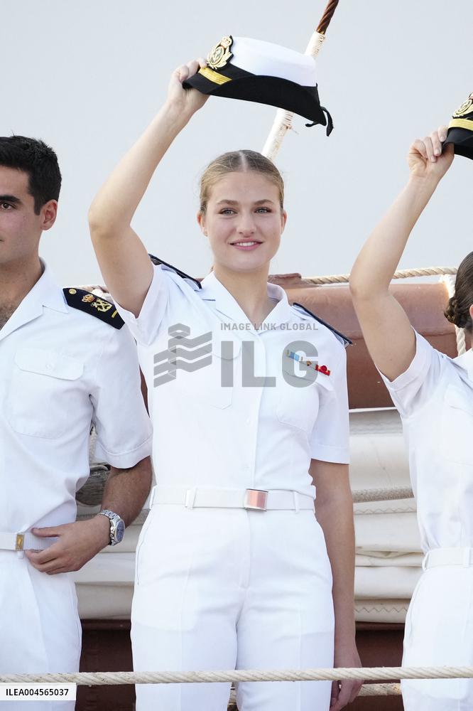 Crown Princess Leonor arrives to Gijon onboard of Juan Sebastian de Elcano