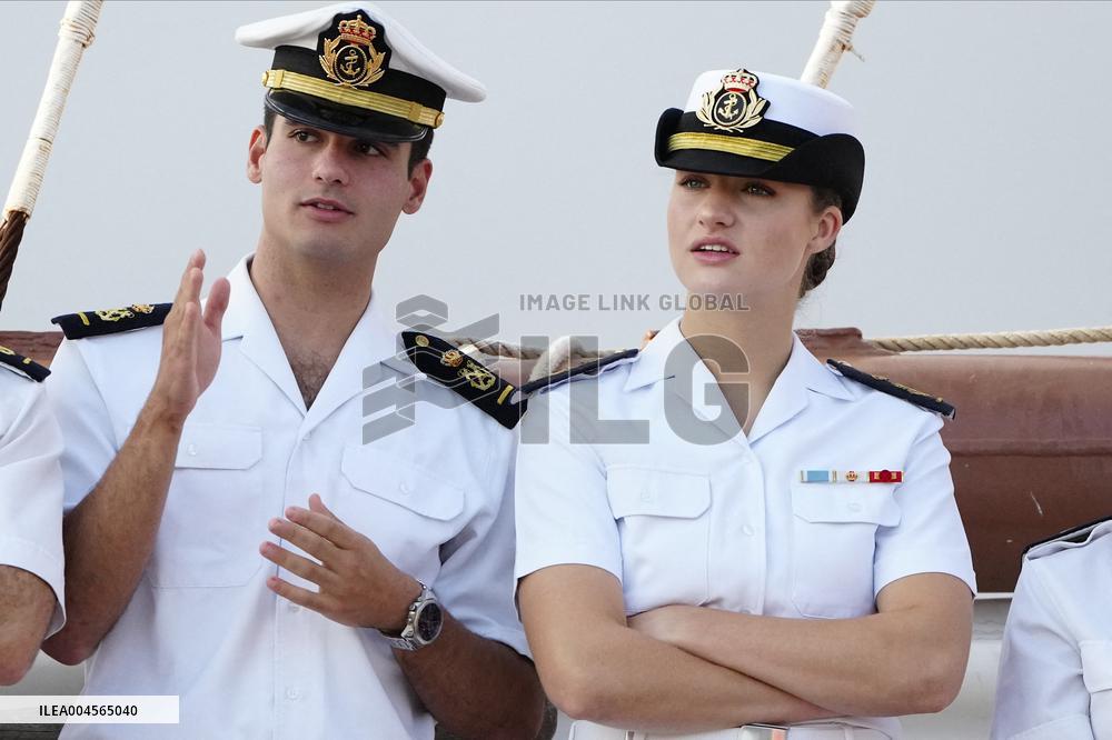 Crown Princess Leonor arrives to Gijon onboard of Juan Sebastian de Elcano