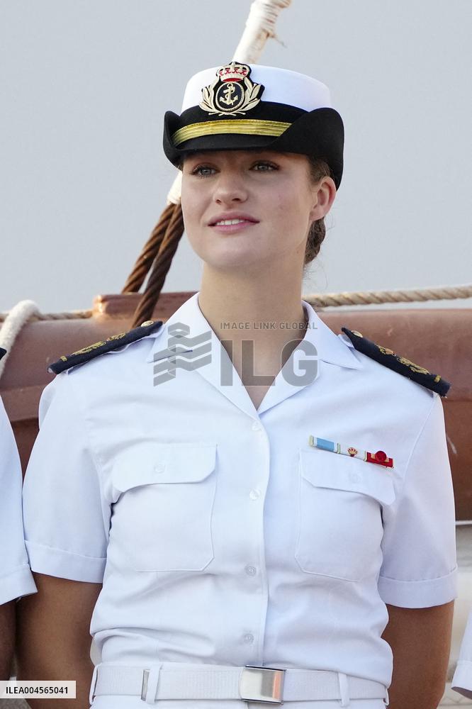 Crown Princess Leonor arrives to Gijon onboard of Juan Sebastian de Elcano
