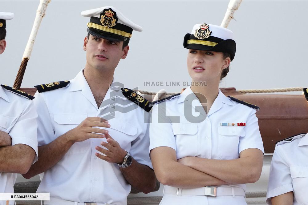Crown Princess Leonor arrives to Gijon onboard of Juan Sebastian de Elcano