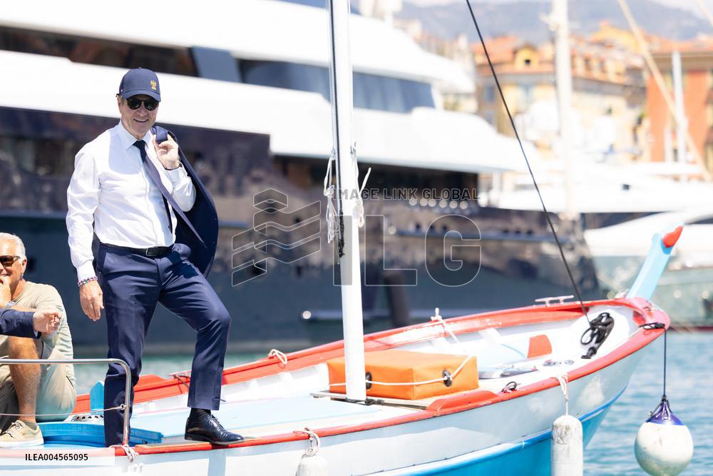 Christian Estrosi On The Electric Boat Shuttle Of The Port Of Nice