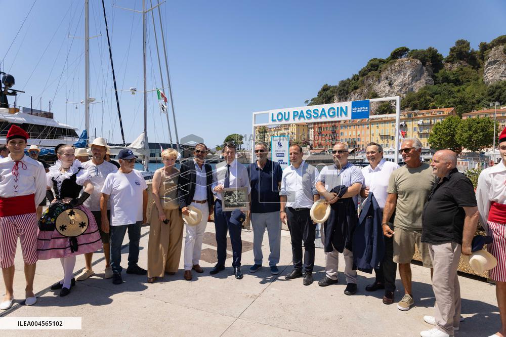 Christian Estrosi On The Electric Boat Shuttle Of The Port Of Nice
