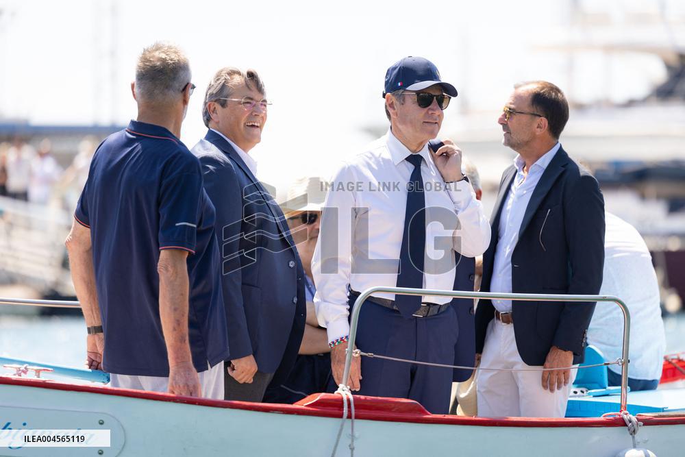 Christian Estrosi On The Electric Boat Shuttle Of The Port Of Nice