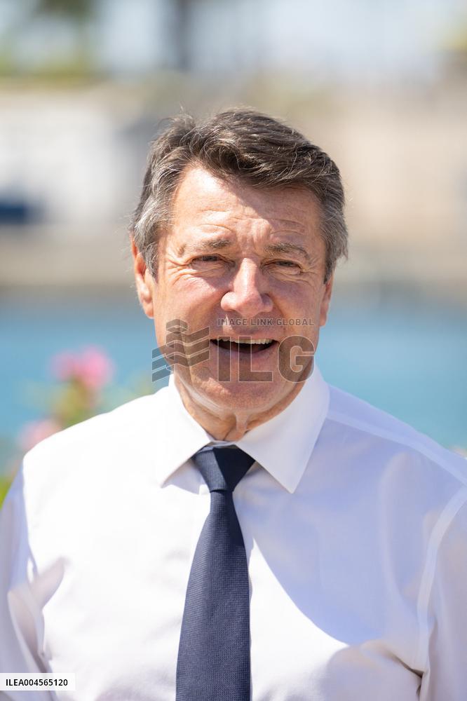 Christian Estrosi On The Electric Boat Shuttle Of The Port Of Nice