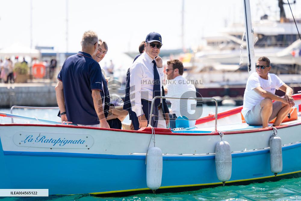 Christian Estrosi On The Electric Boat Shuttle Of The Port Of Nice