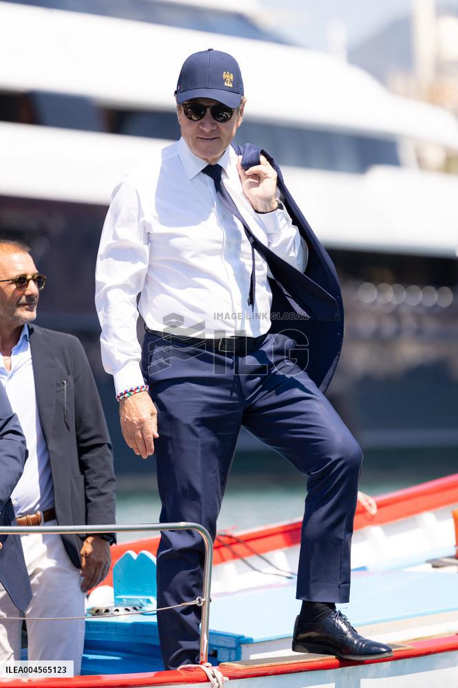 Christian Estrosi On The Electric Boat Shuttle Of The Port Of Nice