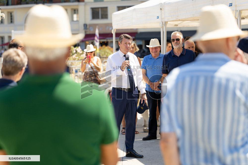 Christian Estrosi On The Electric Boat Shuttle Of The Port Of Nice