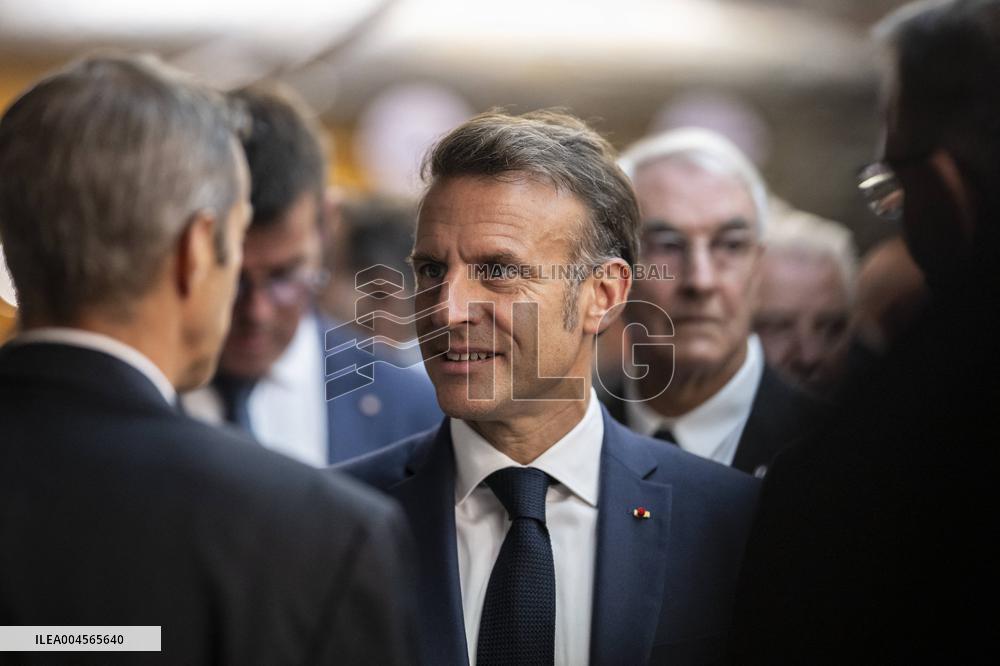 President Macron At cellar of the Roquefort Societe - Roquefort-sur-Soulzon