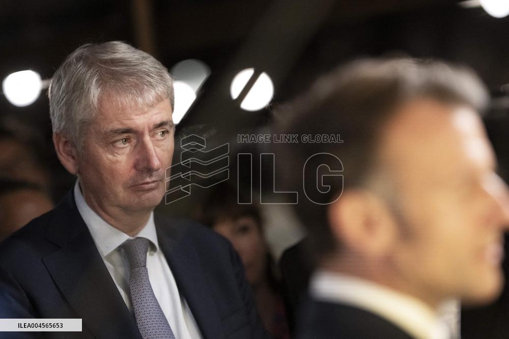 President Macron At cellar of the Roquefort Societe - Roquefort-sur-Soulzon