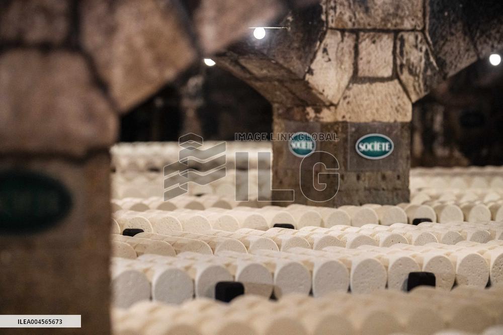 President Macron At cellar of the Roquefort Societe - Roquefort-sur-Soulzon