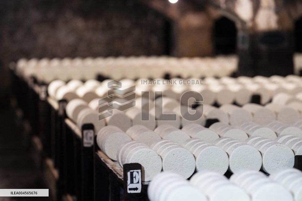 President Macron At cellar of the Roquefort Societe - Roquefort-sur-Soulzon