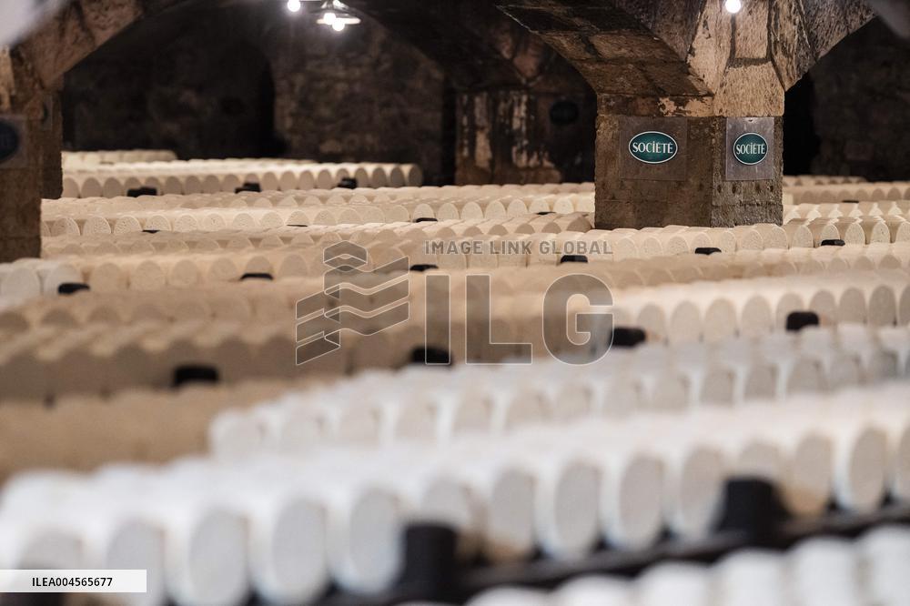 President Macron At cellar of the Roquefort Societe - Roquefort-sur-Soulzon