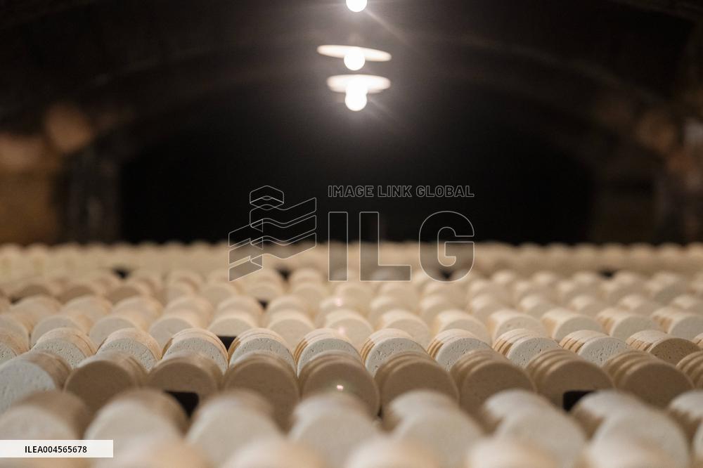 President Macron At cellar of the Roquefort Societe - Roquefort-sur-Soulzon
