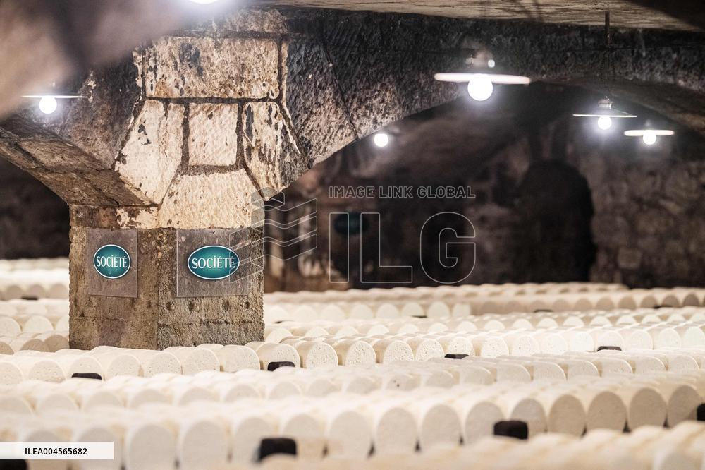 President Macron At cellar of the Roquefort Societe - Roquefort-sur-Soulzon