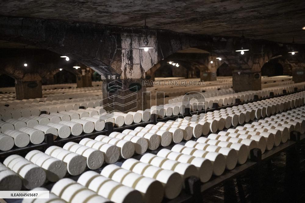 President Macron At cellar of the Roquefort Societe - Roquefort-sur-Soulzon