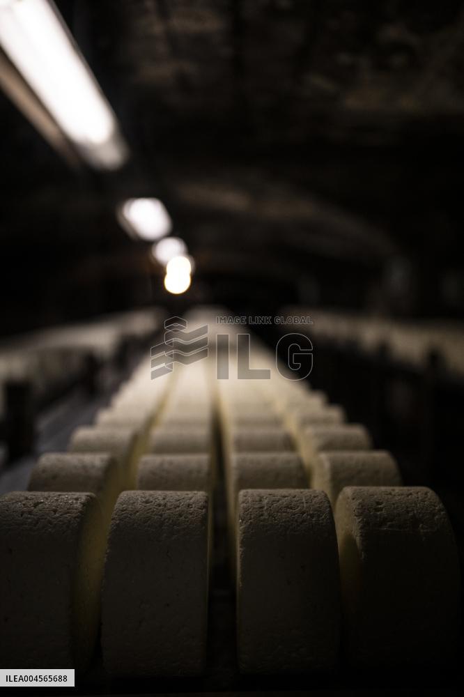 President Macron At cellar of the Roquefort Societe - Roquefort-sur-Soulzon