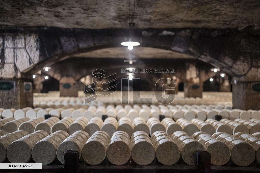 President Macron At cellar of the Roquefort Societe - Roquefort-sur-Soulzon