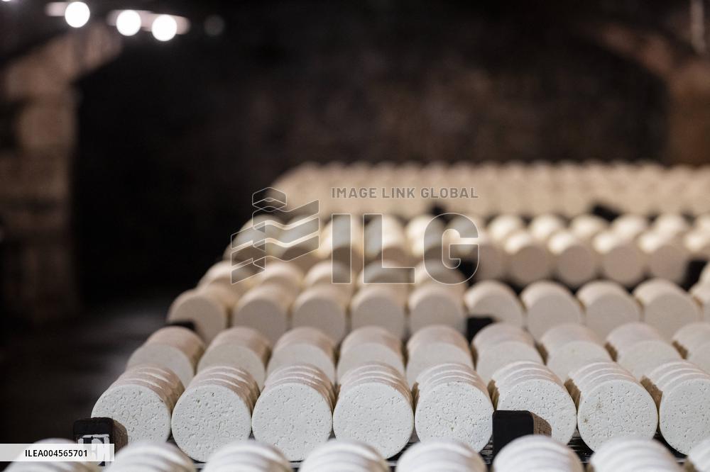 President Macron At cellar of the Roquefort Societe - Roquefort-sur-Soulzon